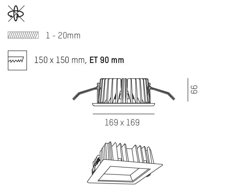 GET SQUARE REFL XS R EINBAUDOWNLIGHT