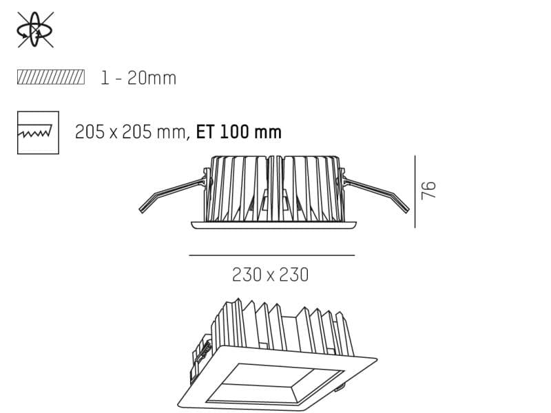 GET SQUARE REFL M R EINBAUDOWNLIGHT