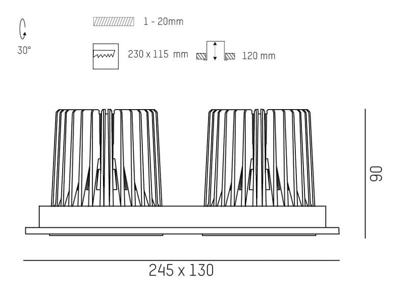 NOW 2 SQUARE DOUBLE R EINBAUSTRAHLER