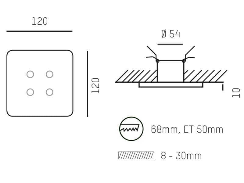 BORN 2B LED SQUARE R SATIN WAND-DECKEN