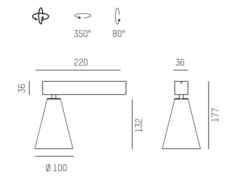 CONO SD WAND-DECKEN AUFBAULEUCHTE 2