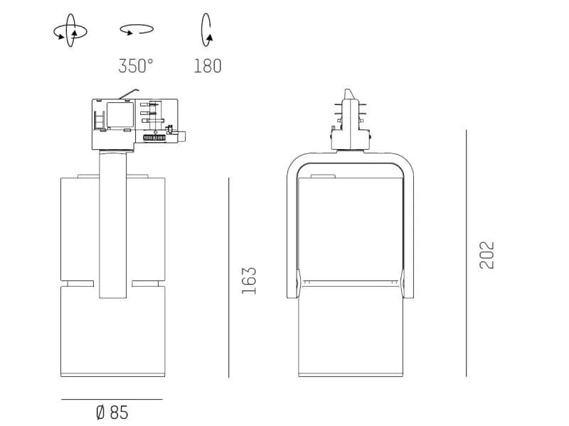 2 GO TRACK SCHIENENSTRAHLER MIT 3-PH 2